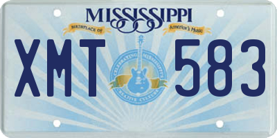MS license plate XMT583