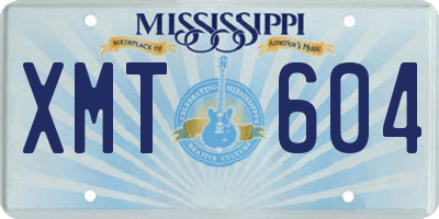 MS license plate XMT604