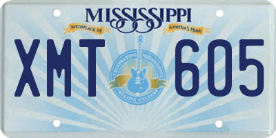 MS license plate XMT605