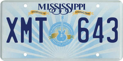 MS license plate XMT643