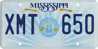MS license plate XMT650