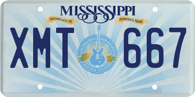 MS license plate XMT667