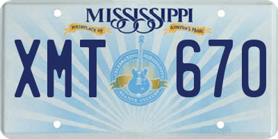 MS license plate XMT670
