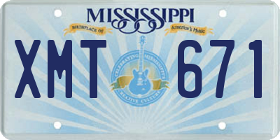 MS license plate XMT671