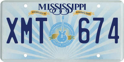 MS license plate XMT674