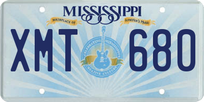 MS license plate XMT680