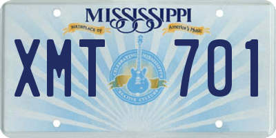 MS license plate XMT701
