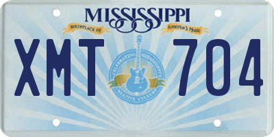 MS license plate XMT704