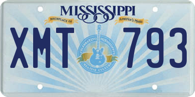 MS license plate XMT793