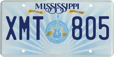 MS license plate XMT805