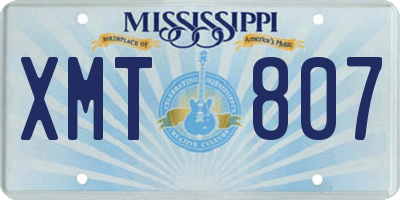 MS license plate XMT807