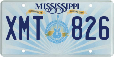 MS license plate XMT826