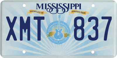 MS license plate XMT837