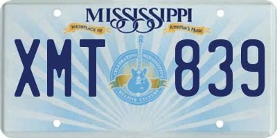 MS license plate XMT839