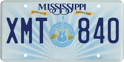MS license plate XMT840