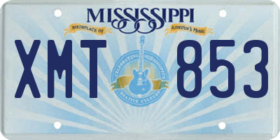 MS license plate XMT853