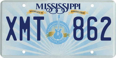 MS license plate XMT862