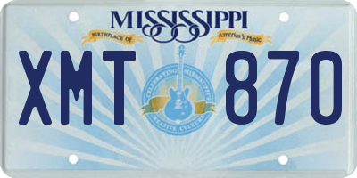 MS license plate XMT870