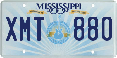 MS license plate XMT880