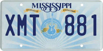 MS license plate XMT881
