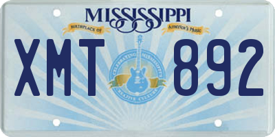 MS license plate XMT892