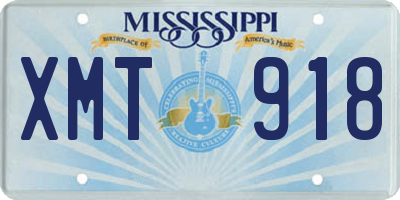 MS license plate XMT918