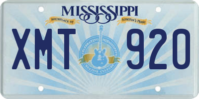 MS license plate XMT920