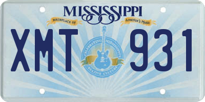 MS license plate XMT931