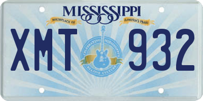 MS license plate XMT932