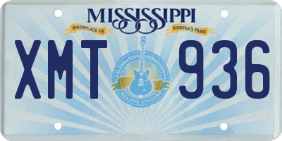 MS license plate XMT936
