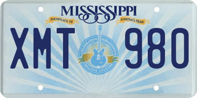 MS license plate XMT980