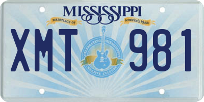 MS license plate XMT981