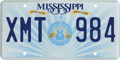 MS license plate XMT984