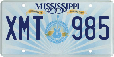 MS license plate XMT985