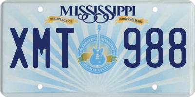 MS license plate XMT988