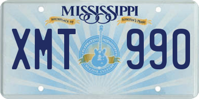 MS license plate XMT990