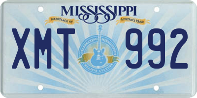 MS license plate XMT992