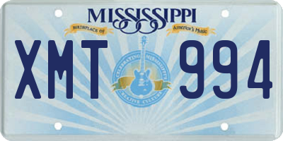 MS license plate XMT994