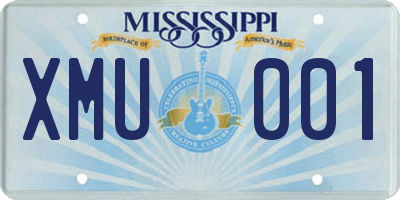 MS license plate XMU001