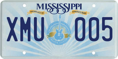 MS license plate XMU005