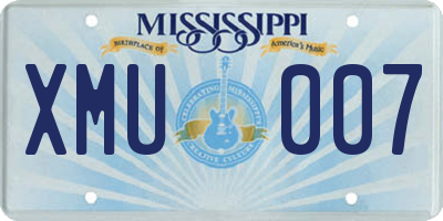 MS license plate XMU007