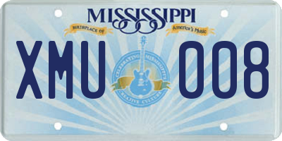 MS license plate XMU008