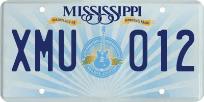 MS license plate XMU012