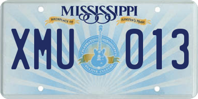 MS license plate XMU013