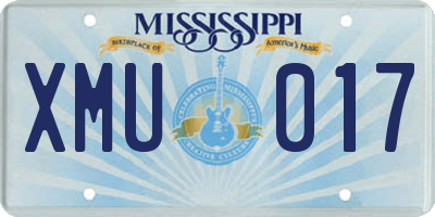 MS license plate XMU017