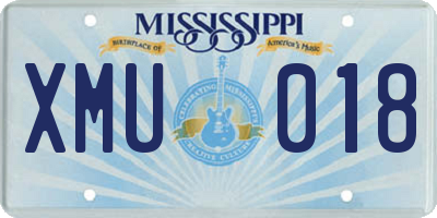 MS license plate XMU018