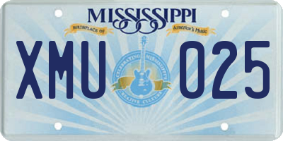 MS license plate XMU025