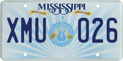 MS license plate XMU026
