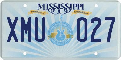 MS license plate XMU027