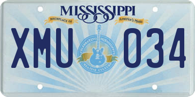 MS license plate XMU034